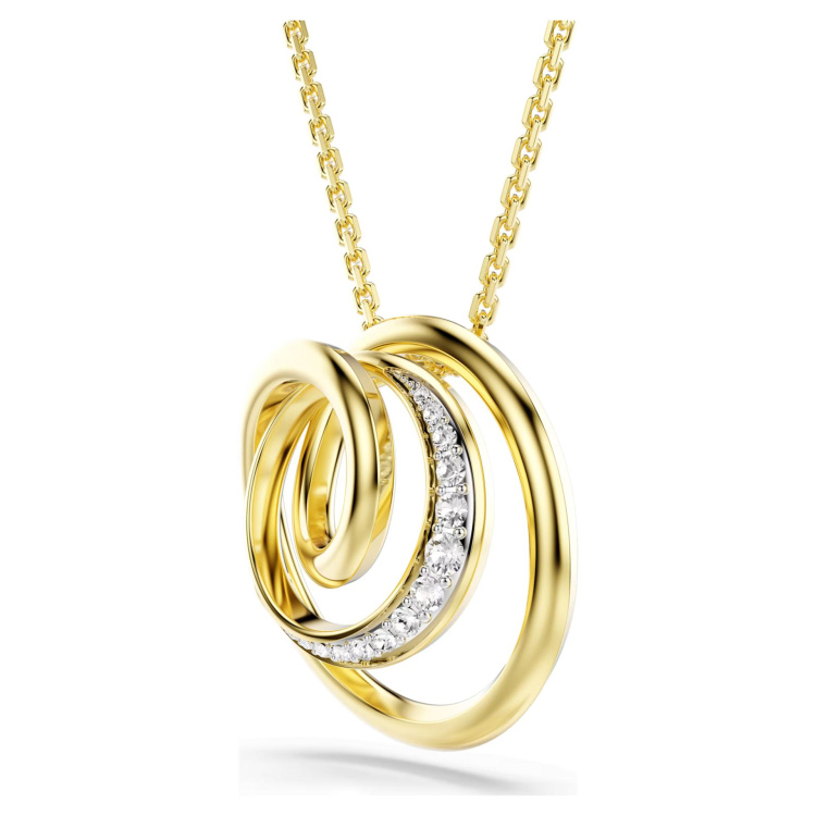 Hyperbola necklace Round cut, White, Gold-tone plated
